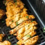 sliced trader joe's pollo asado chicken in air fryer