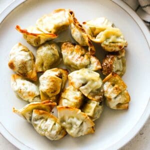 air fryer bibigo mini dumplings on the plate
