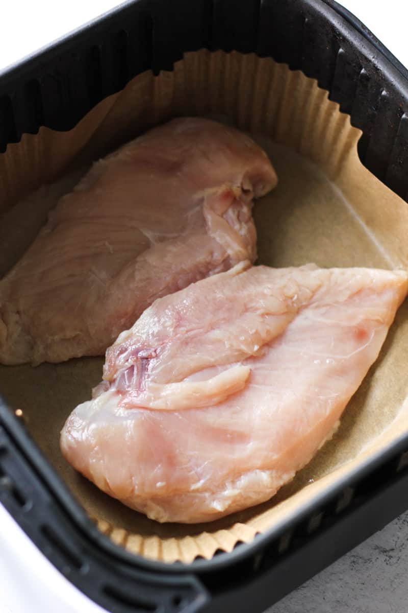 raw chicken breasts in air fryer