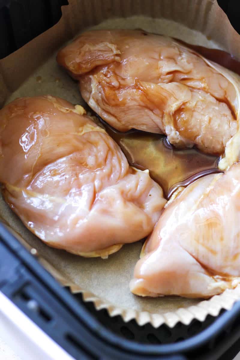 marinated chicken breast in teriyaki sauce in air fryer