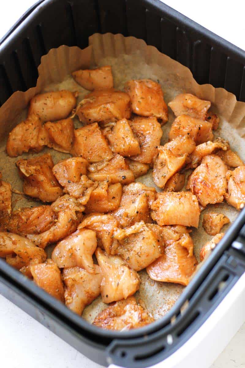 air fryer chicken breast cubes before cooking
