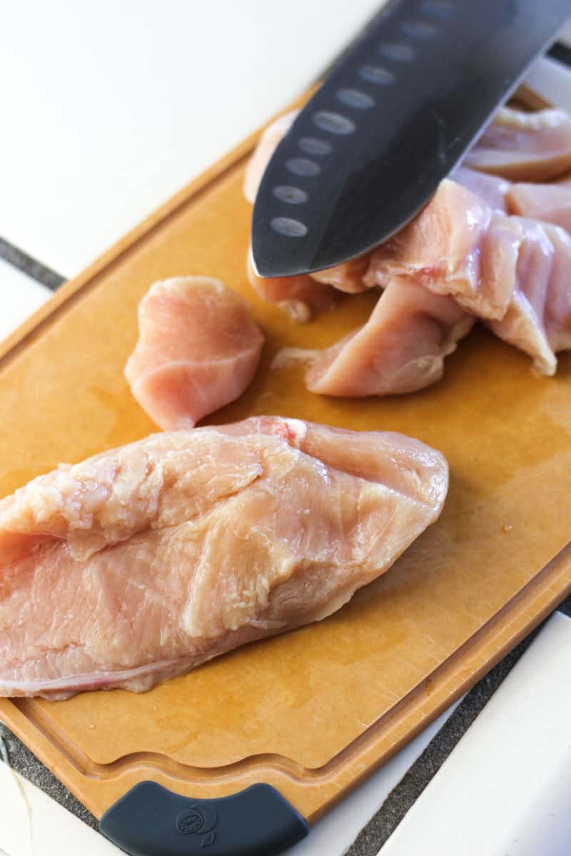cutting poultry on the cutting board