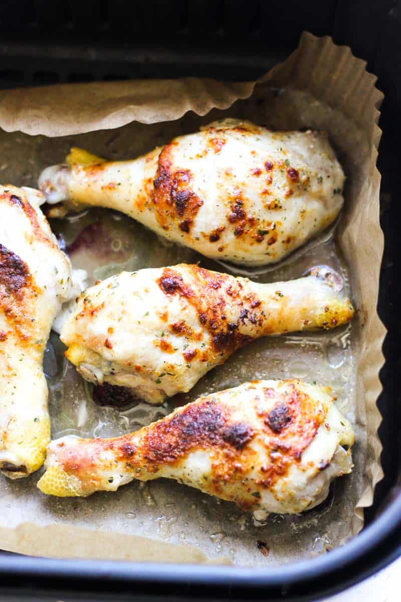 cooked air fryer ranch chicken legs