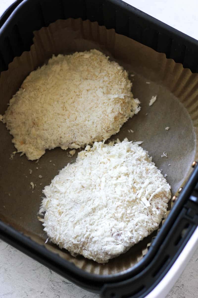 raw chicken katsu in the air fryer before cooking