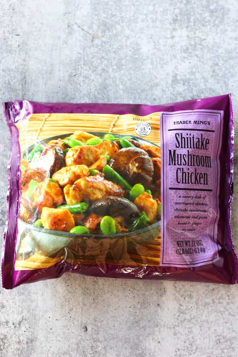 a package of Trader Joe's shiitake mushroom chicken