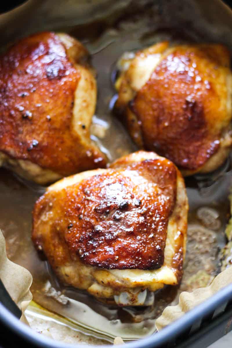 air fryer maple chicken with brown crispy skin