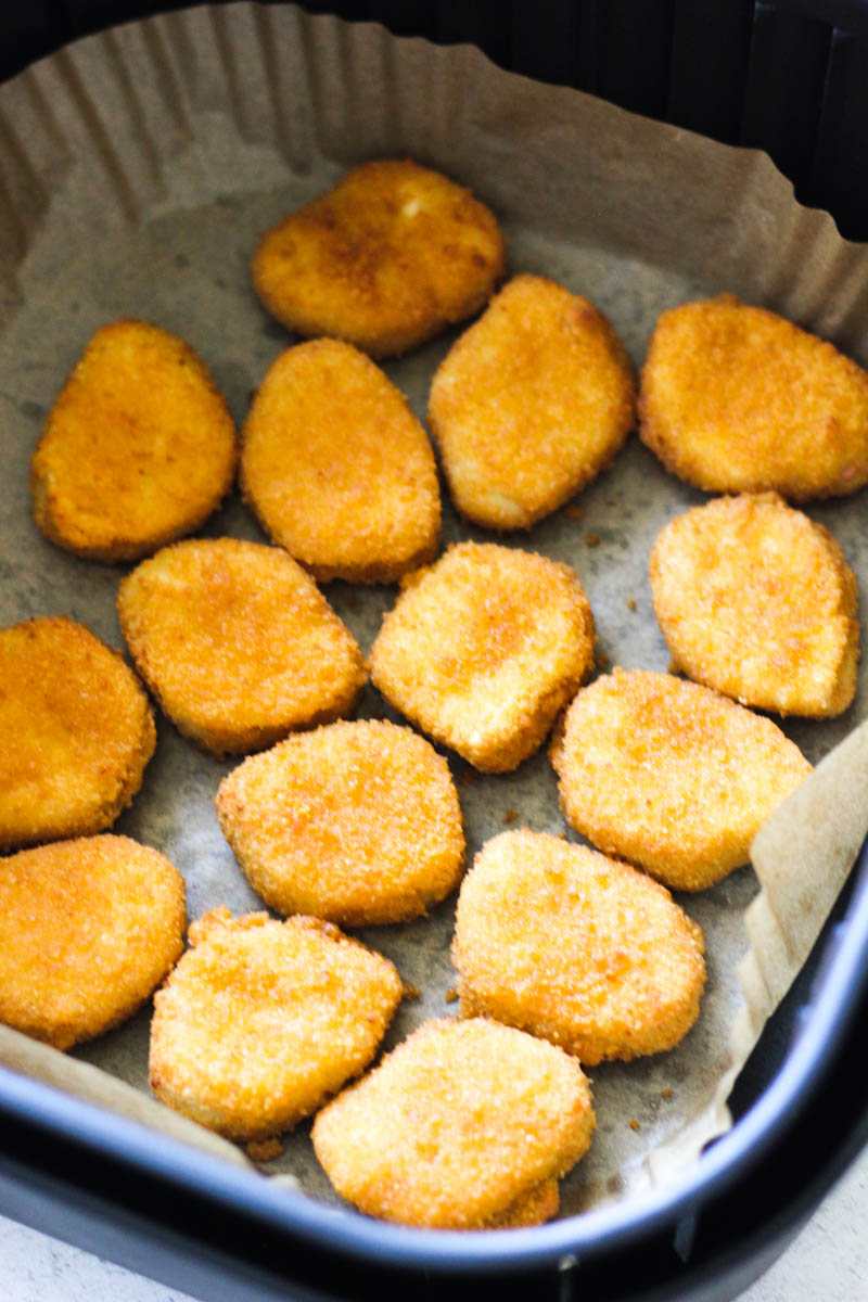 air fryer nuggets side view