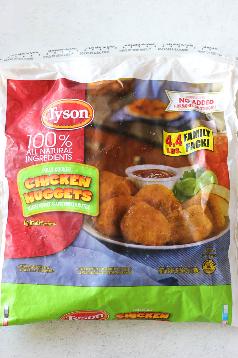 a package of tyson nuggets on the table